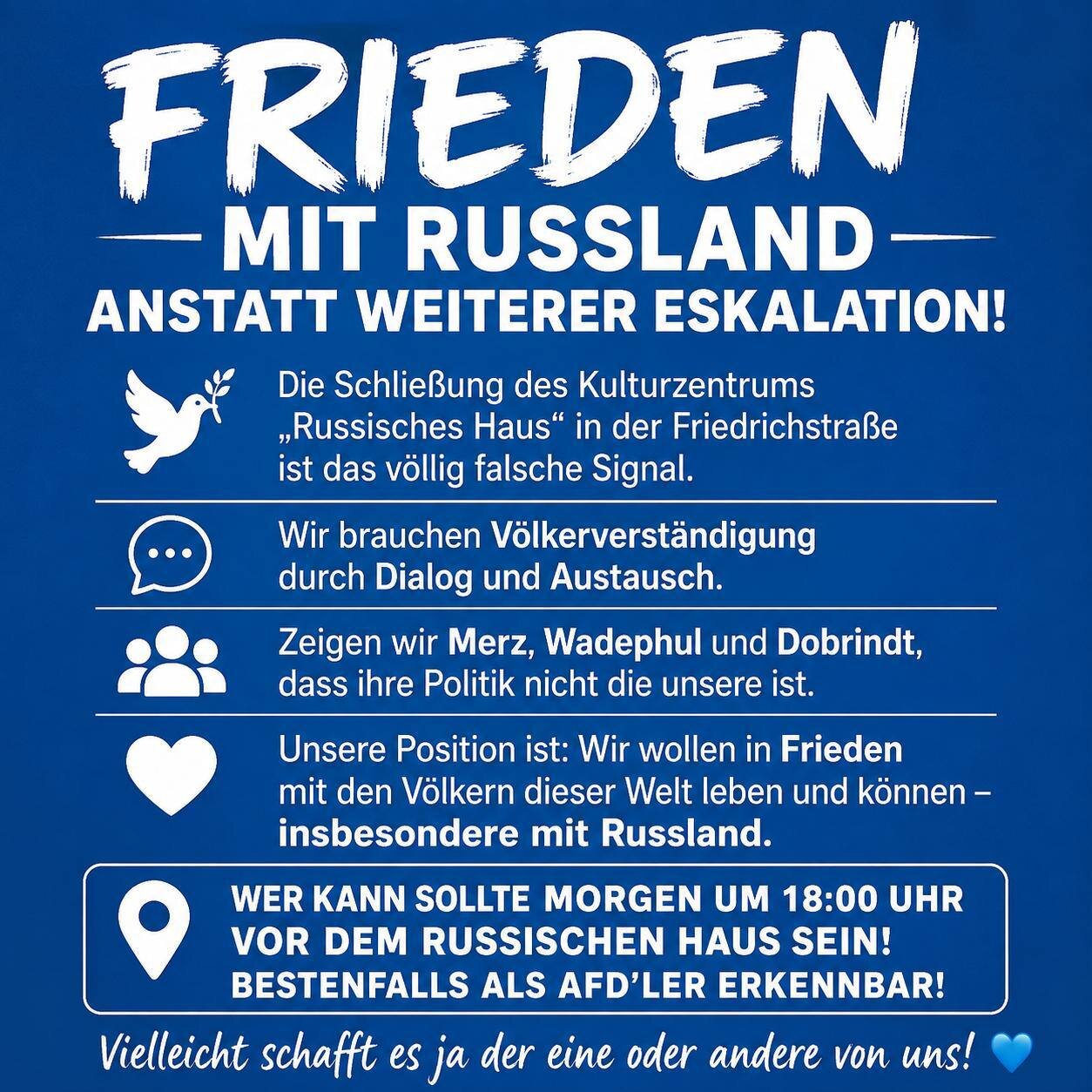Frieden mit Russland anstatt weiterer Eskalation